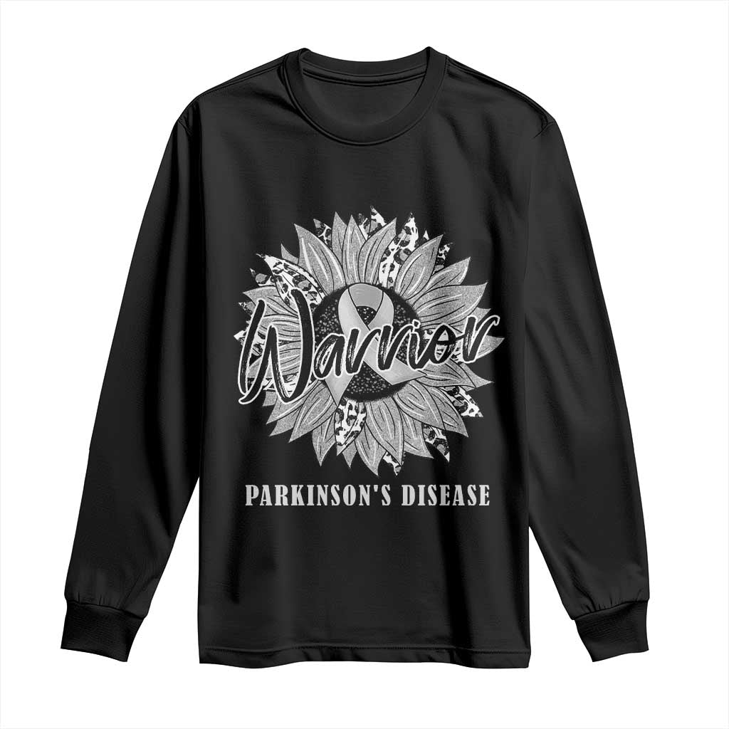 Parkinson's Warrior Long Sleeve Shirt Silver Ribbon Sunflower Support Support