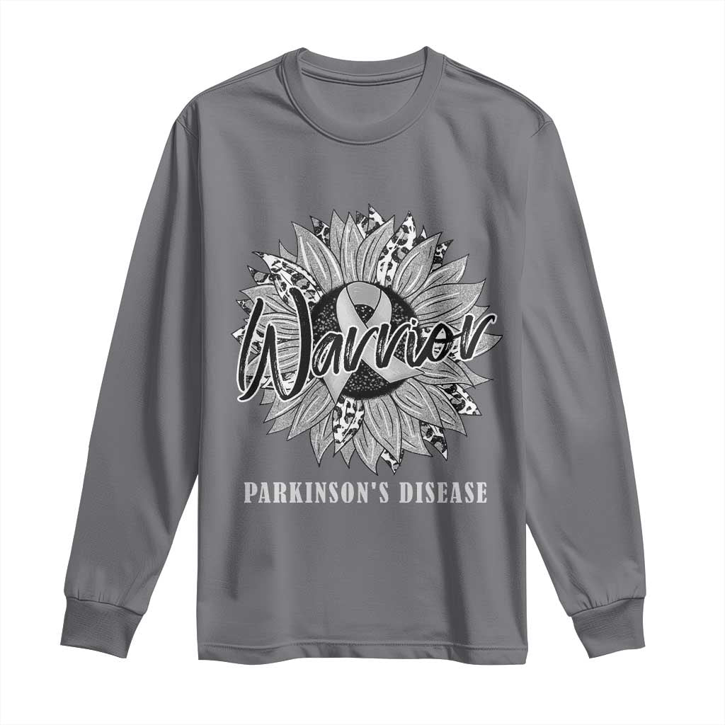 Parkinson's Warrior Long Sleeve Shirt Silver Ribbon Sunflower Support Support