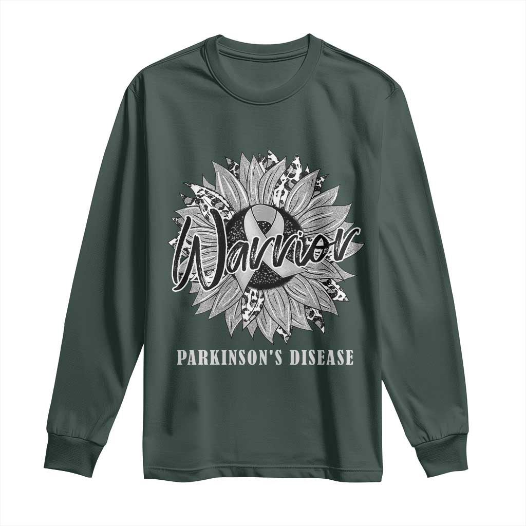 Parkinson's Warrior Long Sleeve Shirt Silver Ribbon Sunflower Support Support