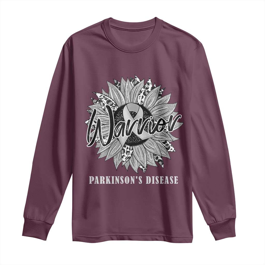 Parkinson's Warrior Long Sleeve Shirt Silver Ribbon Sunflower Support Support
