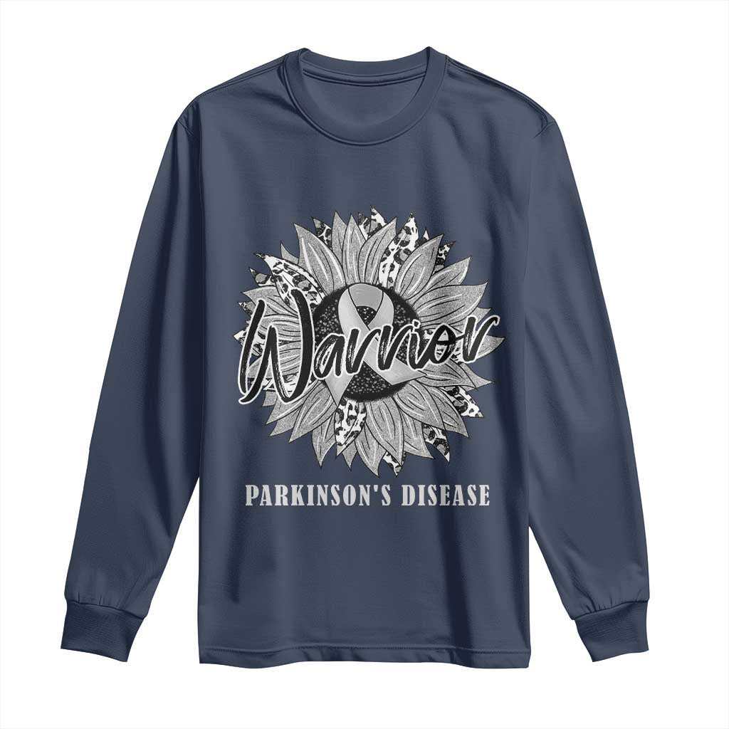 Parkinson's Warrior Long Sleeve Shirt Silver Ribbon Sunflower Support Support