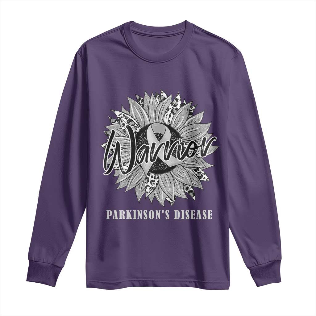 Parkinson's Warrior Long Sleeve Shirt Silver Ribbon Sunflower Support Support