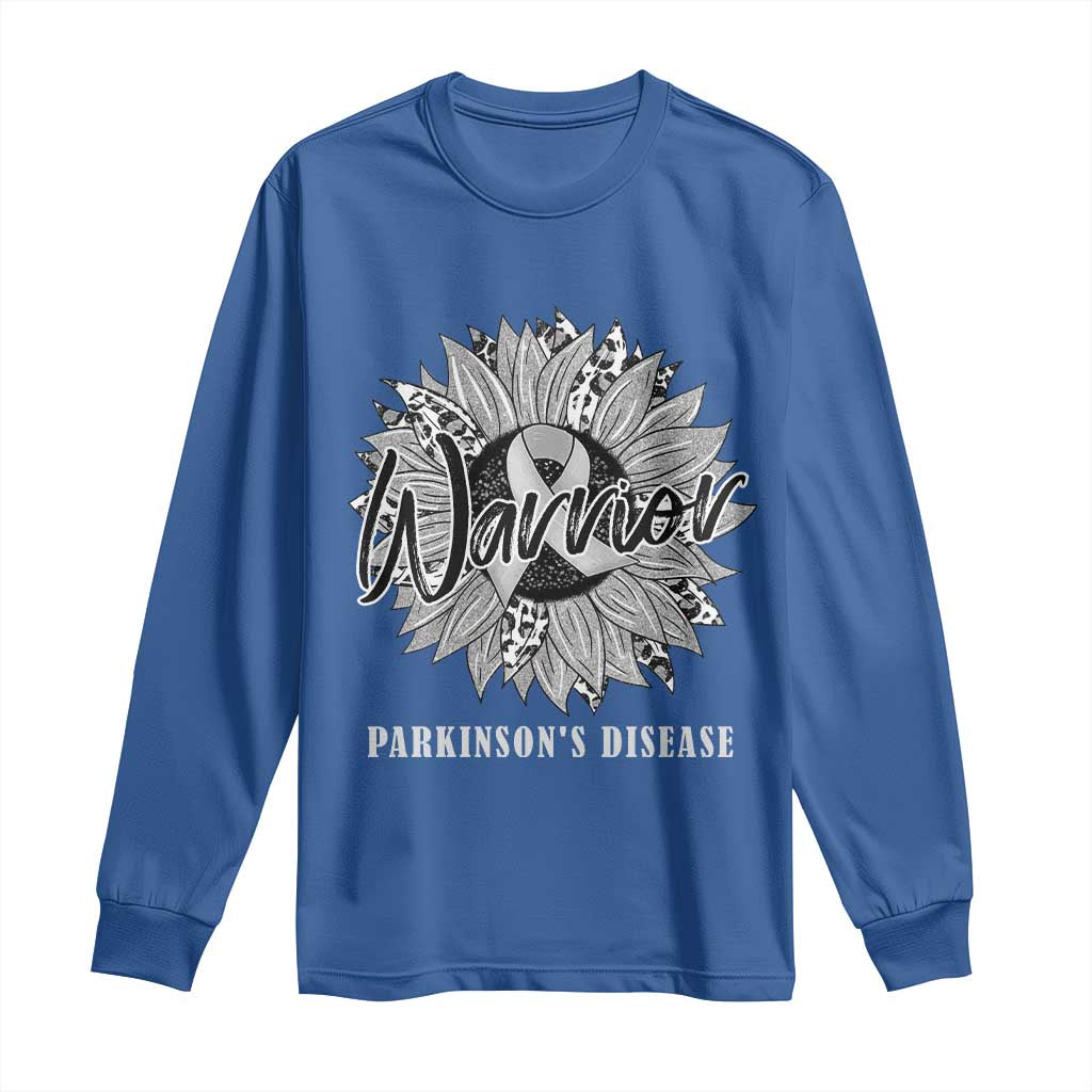 Parkinson's Warrior Long Sleeve Shirt Silver Ribbon Sunflower Support Support