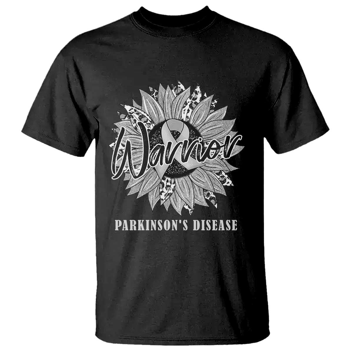 Parkinson's Warrior T Shirt Silver Ribbon Sunflower Support Support