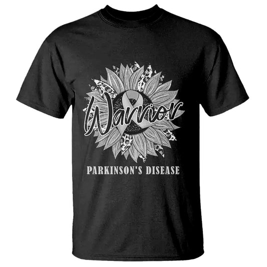 Parkinson's Warrior T Shirt Silver Ribbon Sunflower Support Support