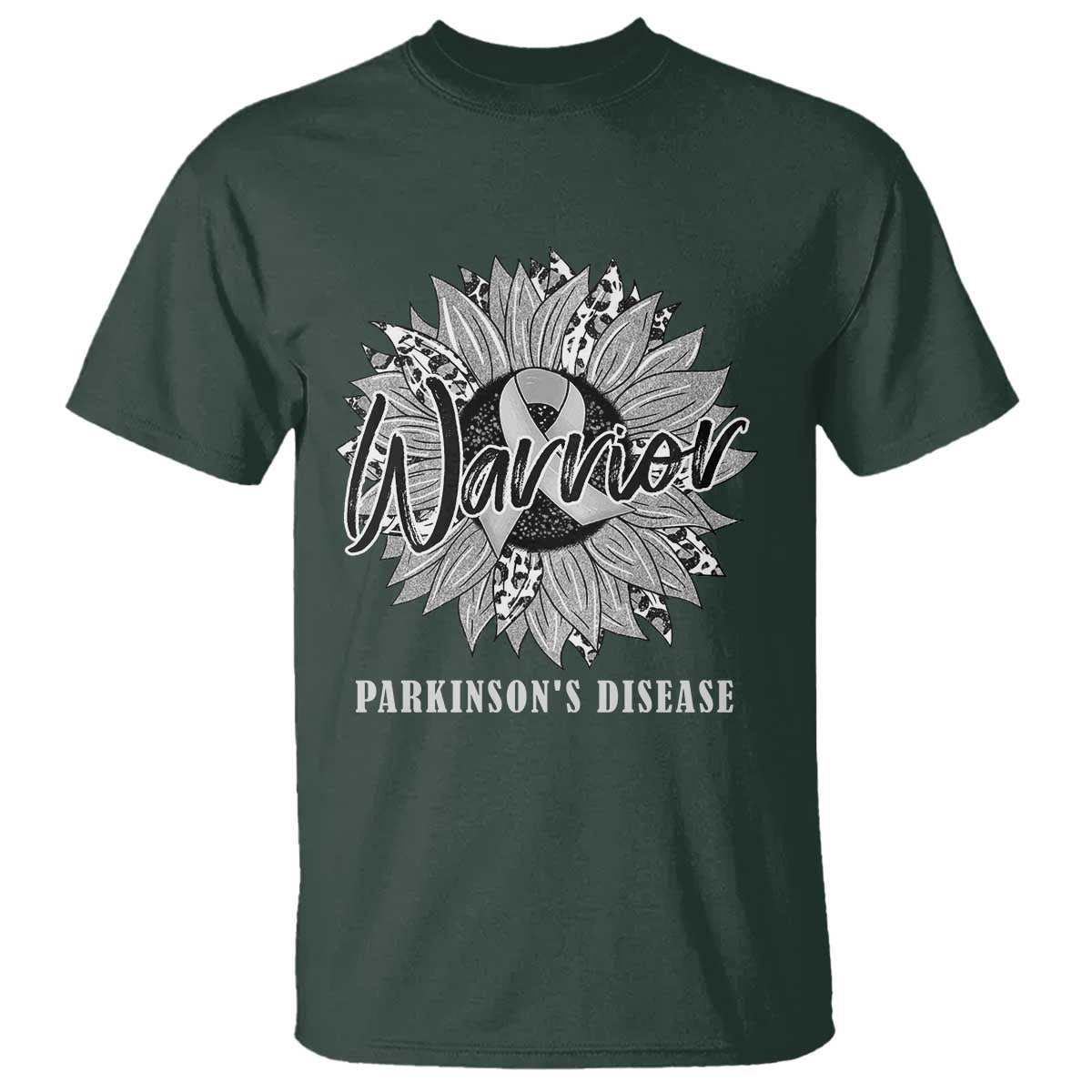 Parkinson's Warrior T Shirt Silver Ribbon Sunflower Support Support