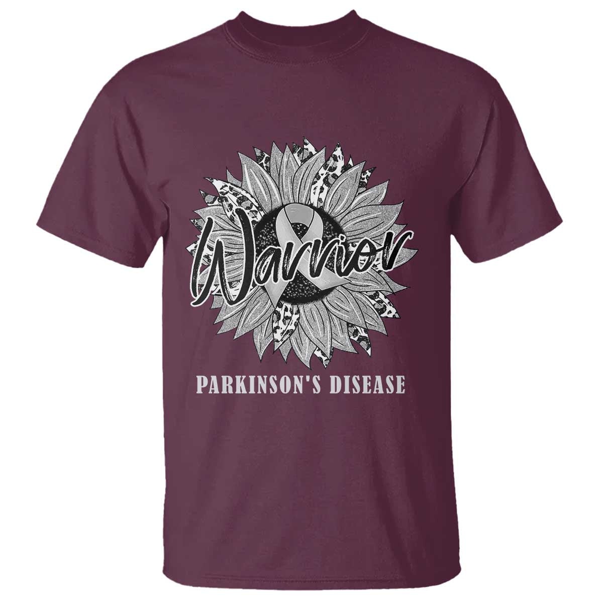 Parkinson's Warrior T Shirt Silver Ribbon Sunflower Support Support