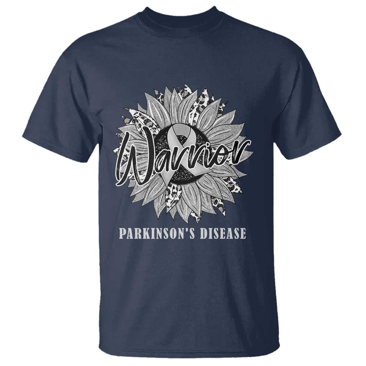 Parkinson's Warrior T Shirt Silver Ribbon Sunflower Support Support
