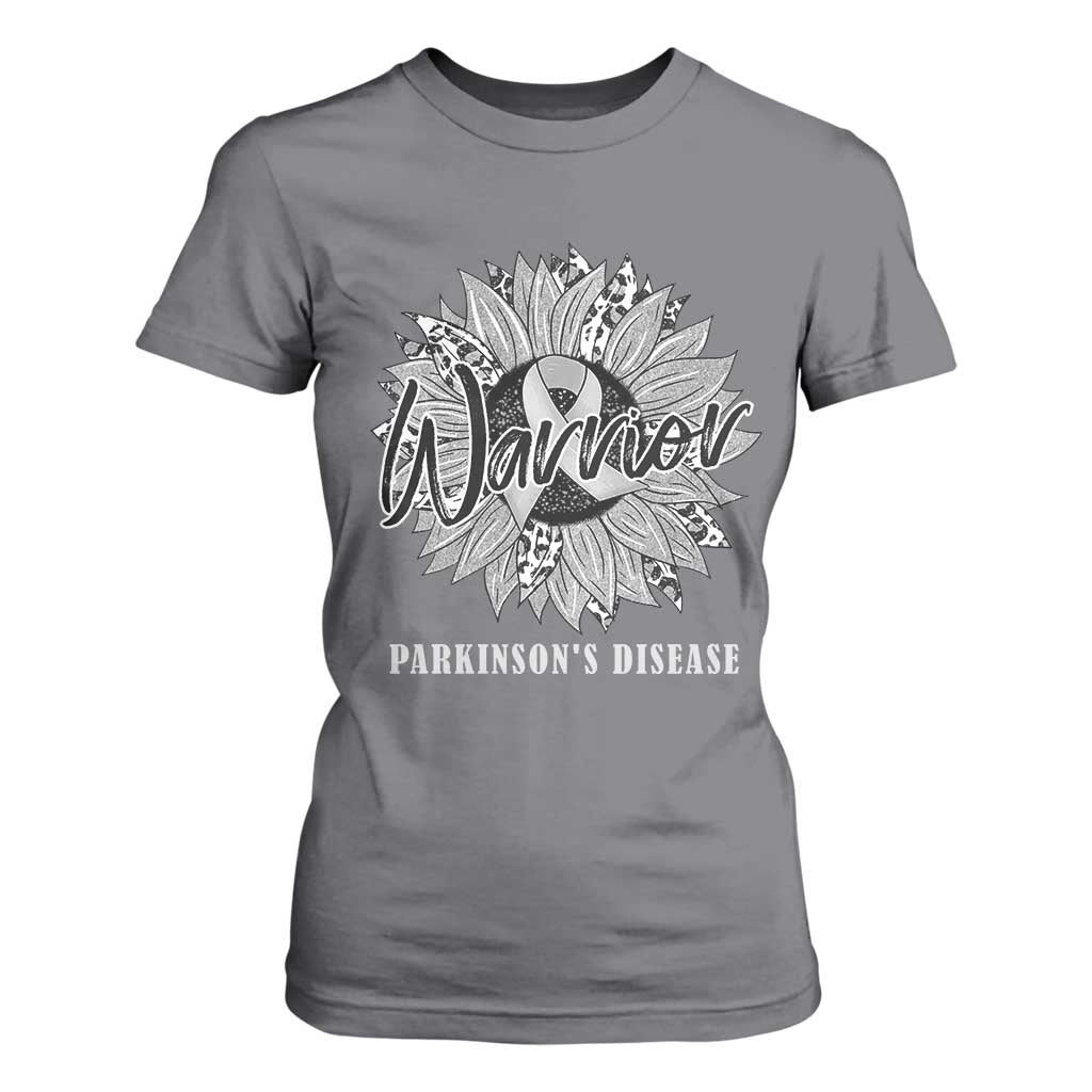 Parkinson's Warrior T Shirt For Women Silver Ribbon Sunflower Support Support