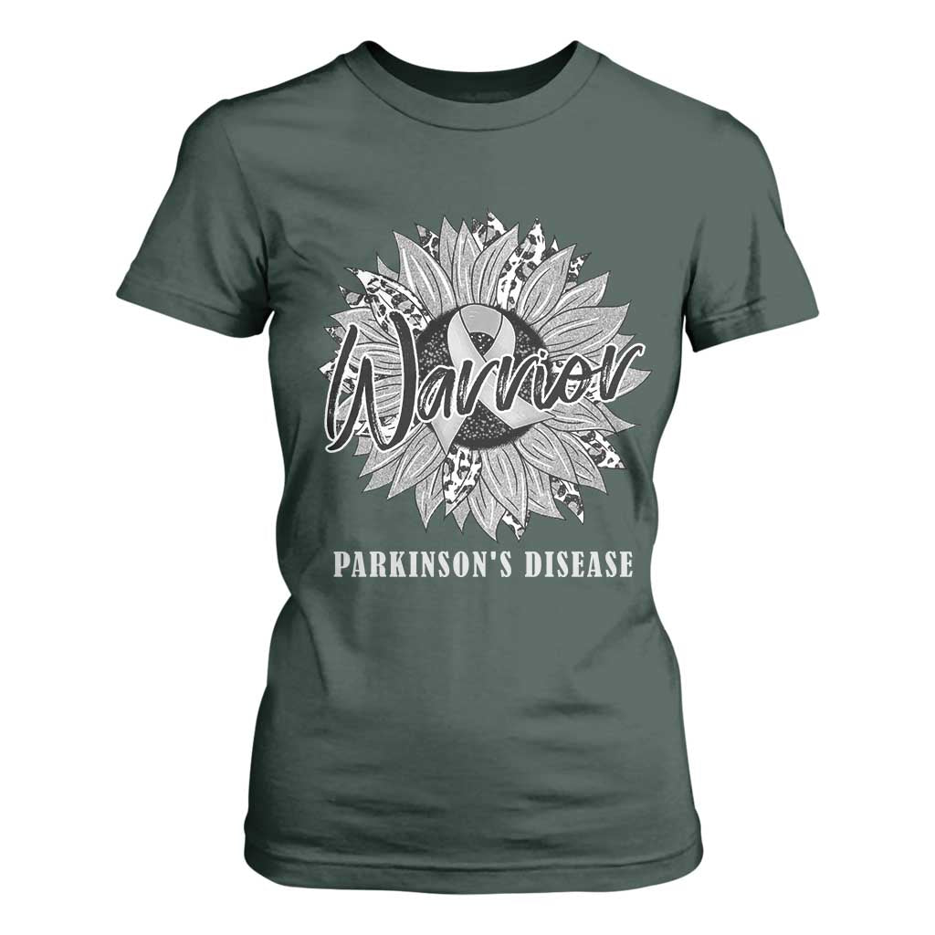 Parkinson's Warrior T Shirt For Women Silver Ribbon Sunflower Support Support