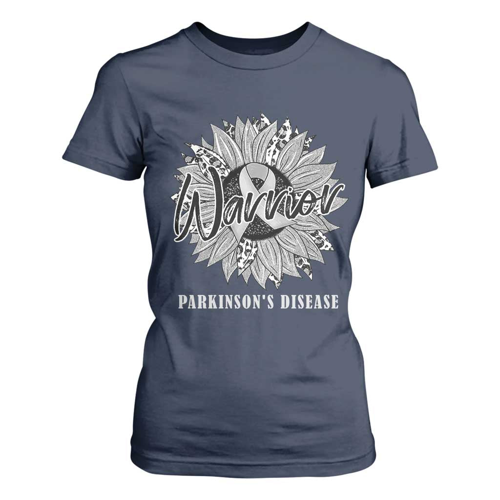Parkinson's Warrior T Shirt For Women Silver Ribbon Sunflower Support Support