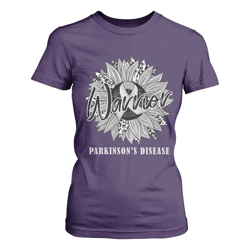 Parkinson's Warrior T Shirt For Women Silver Ribbon Sunflower Support Support