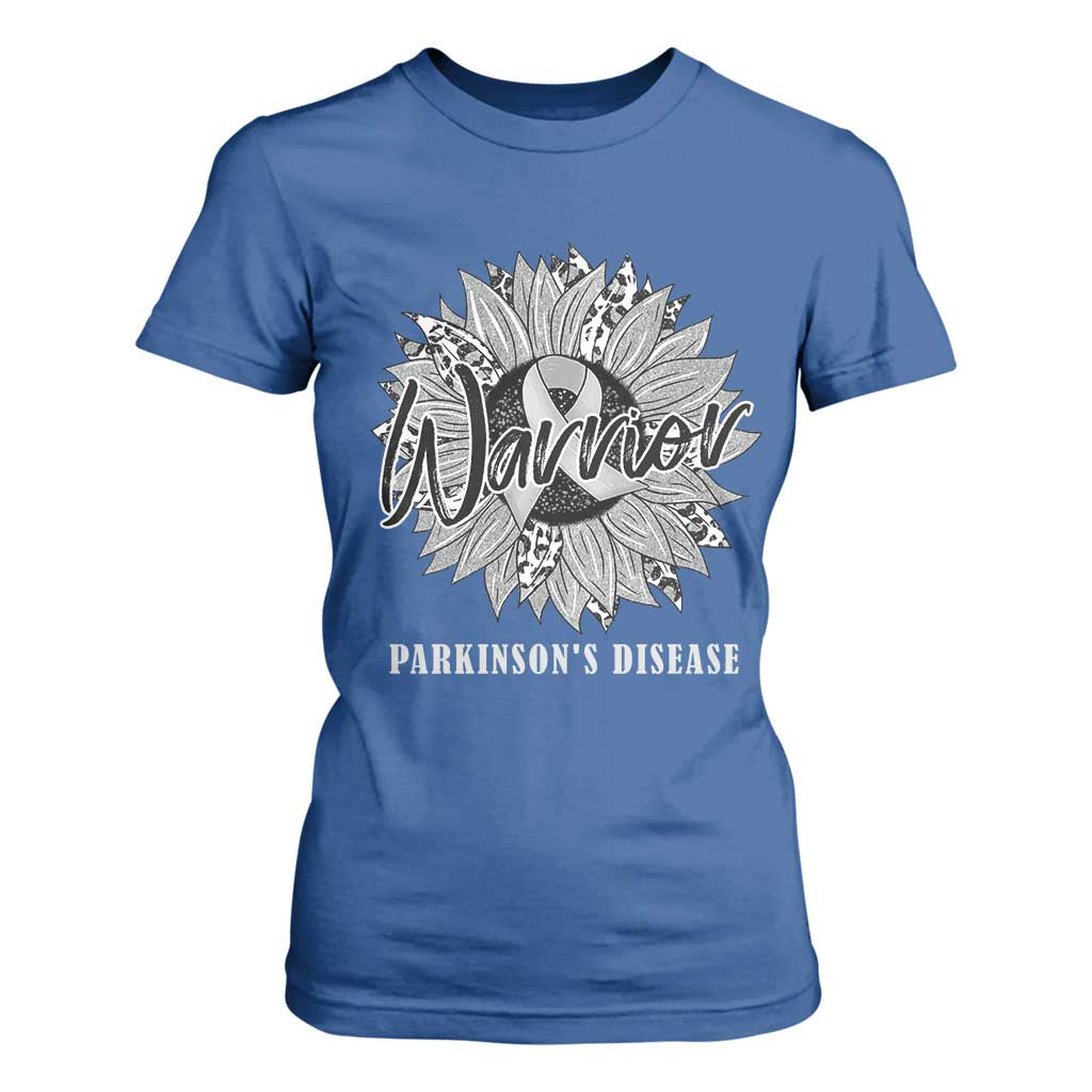 Parkinson's Warrior T Shirt For Women Silver Ribbon Sunflower Support Support