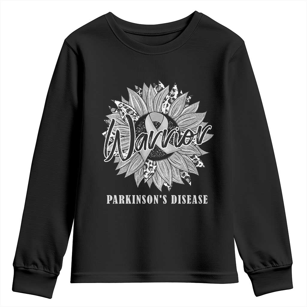 Parkinson's Warrior Youth Sweatshirt Silver Ribbon Sunflower Support Support
