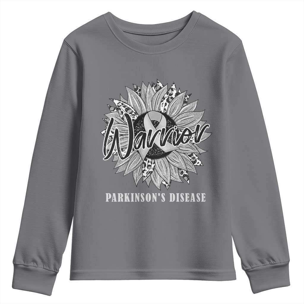 Parkinson's Warrior Youth Sweatshirt Silver Ribbon Sunflower Support Support