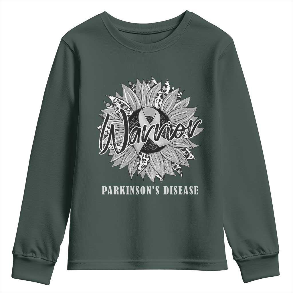 Parkinson's Warrior Youth Sweatshirt Silver Ribbon Sunflower Support Support