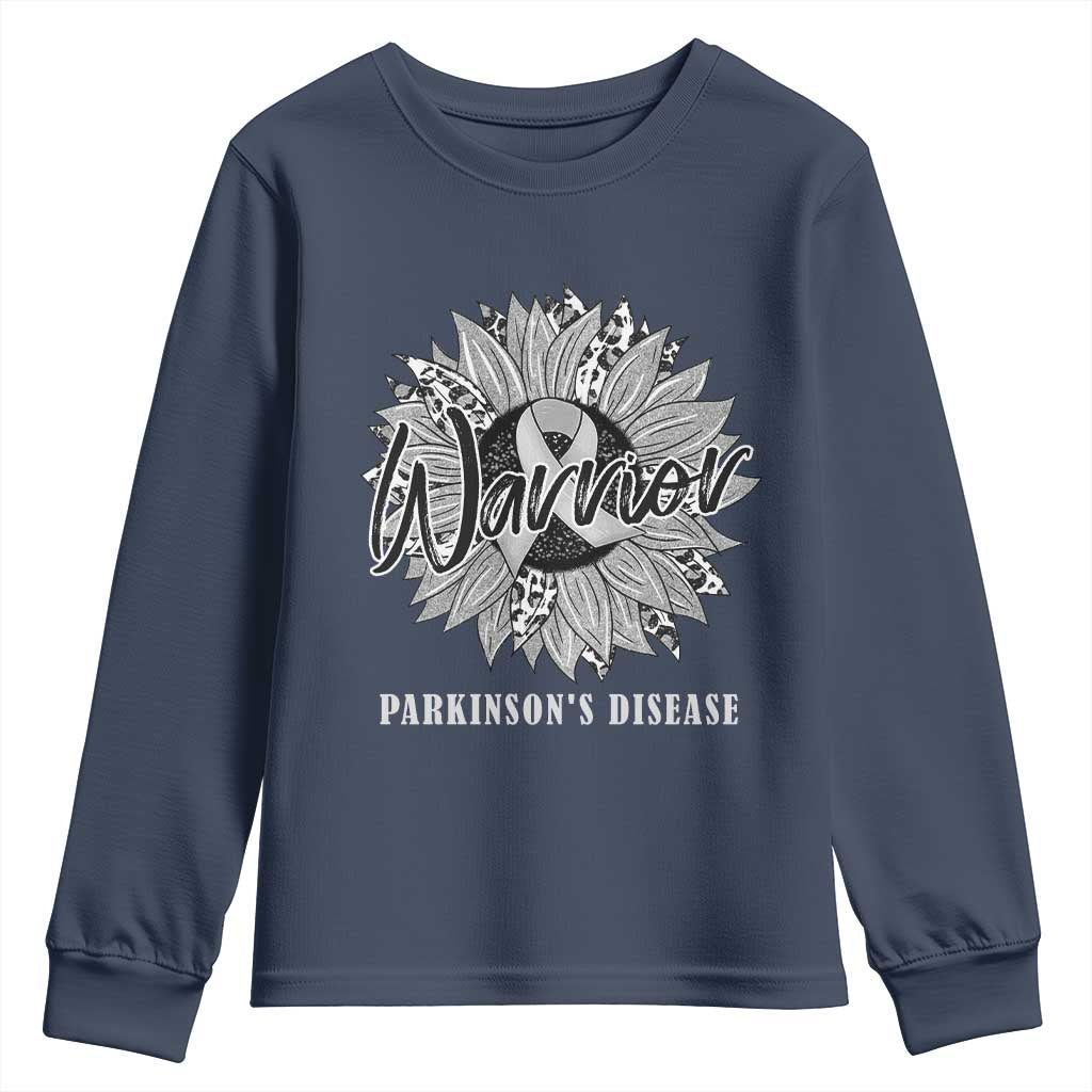 Parkinson's Warrior Youth Sweatshirt Silver Ribbon Sunflower Support Support