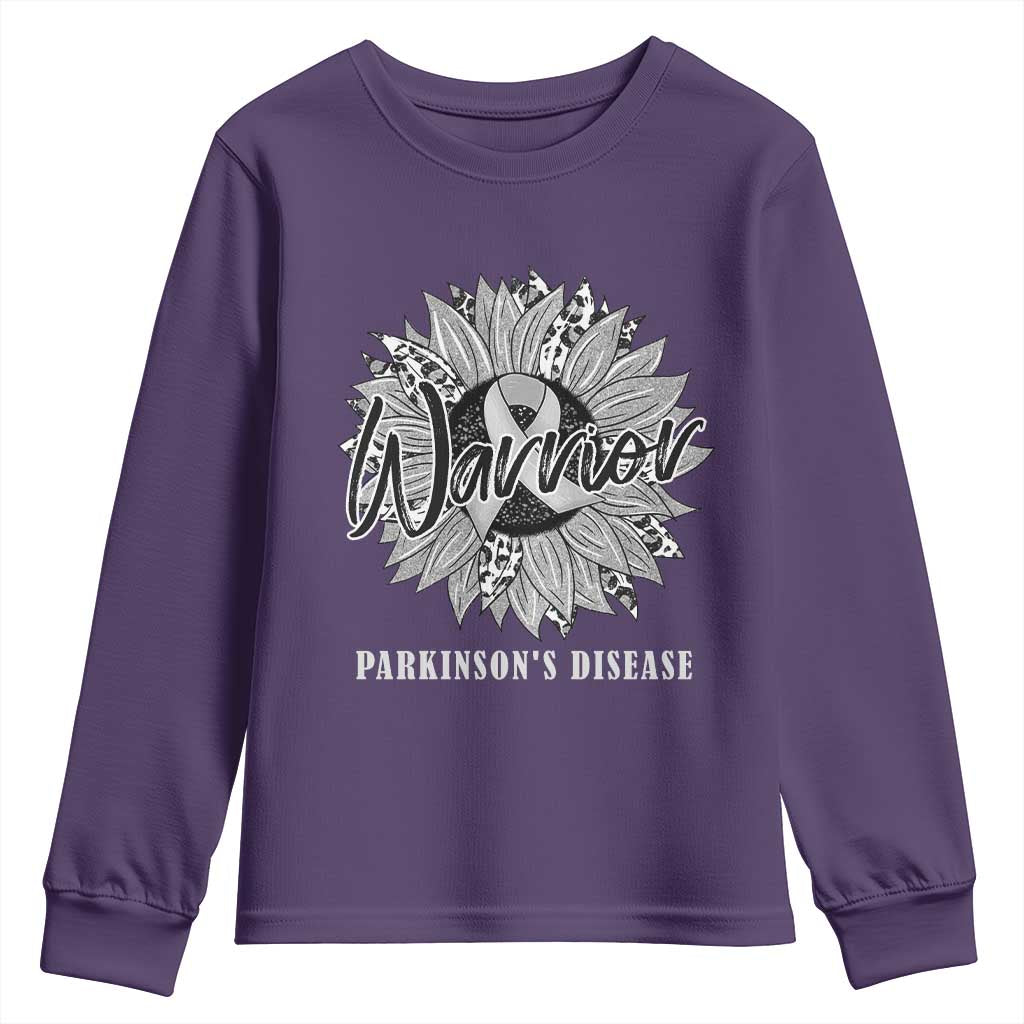 Parkinson's Warrior Youth Sweatshirt Silver Ribbon Sunflower Support Support