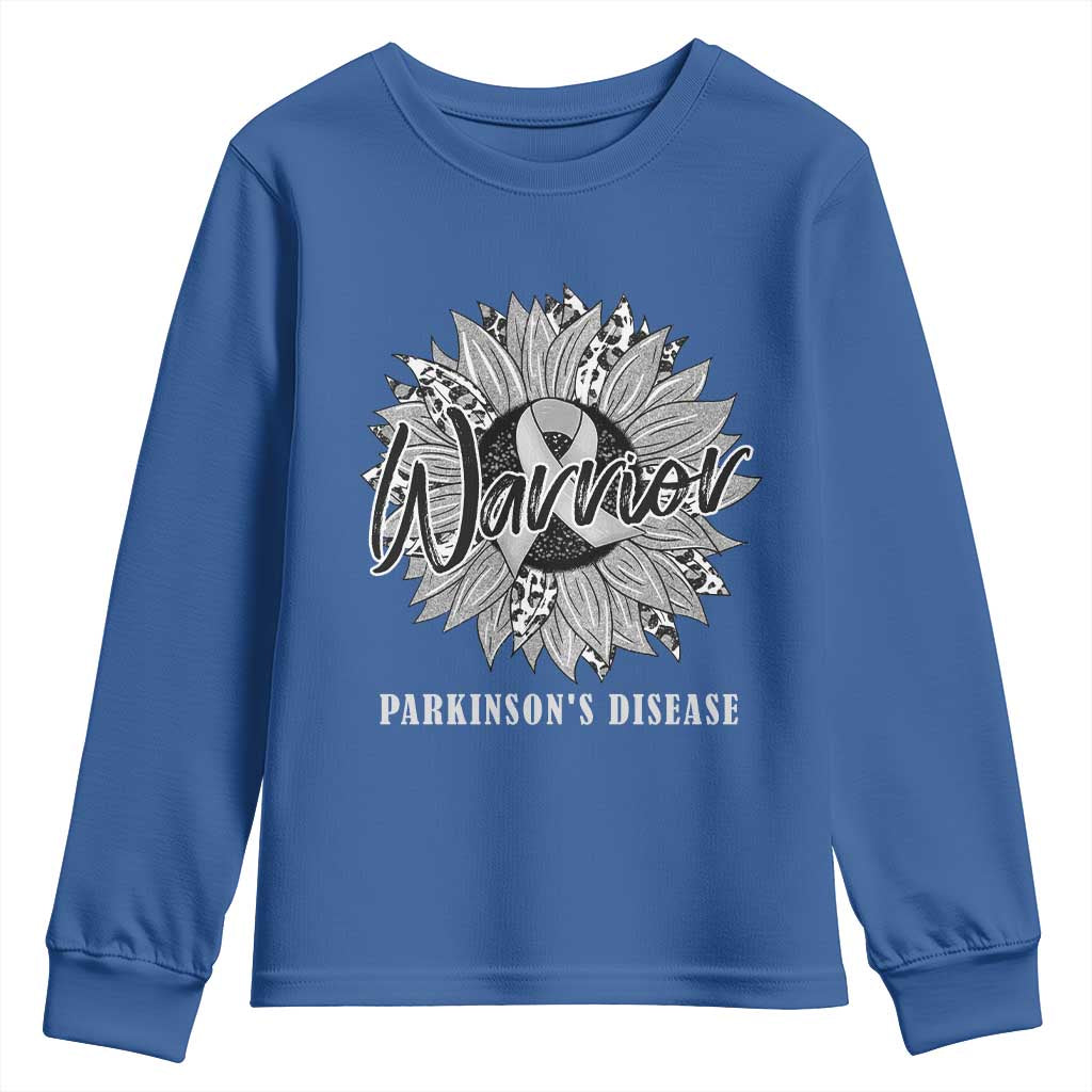 Parkinson's Warrior Youth Sweatshirt Silver Ribbon Sunflower Support Support