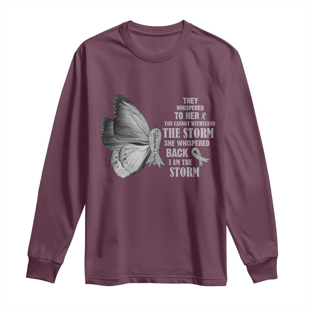Parkinson's Support Squad Long Sleeve Shirt She Whispered Back I Am The Storm