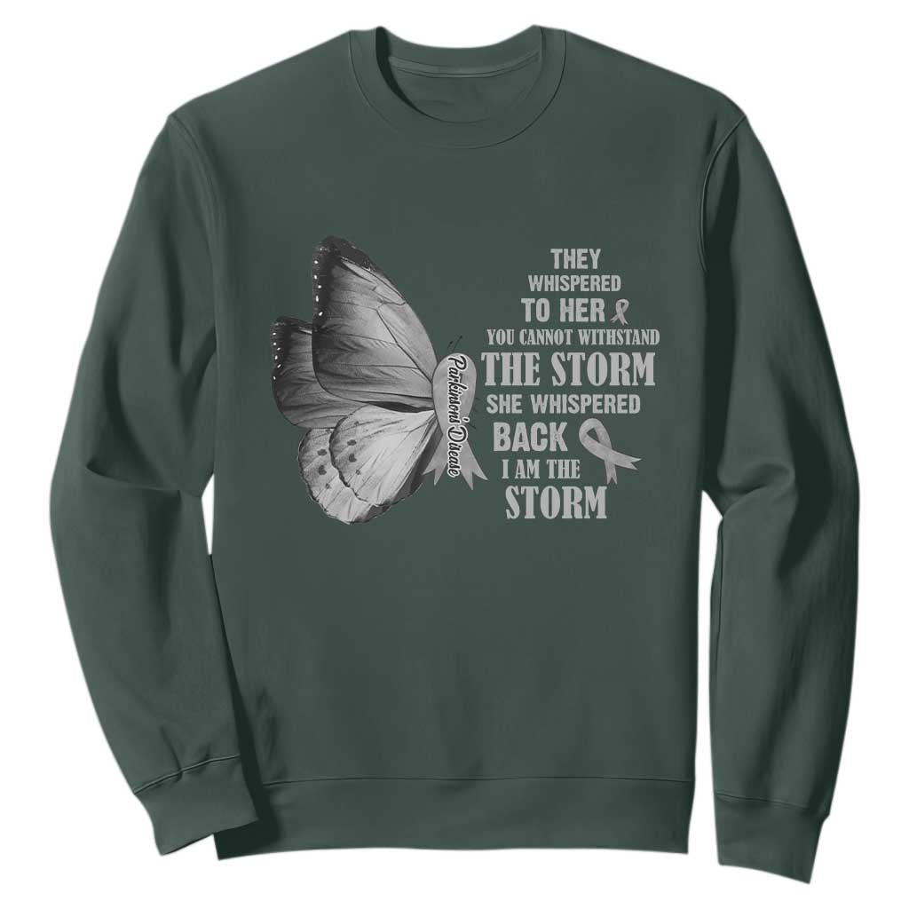 Parkinson's Support Squad Sweatshirt She Whispered Back I Am The Storm