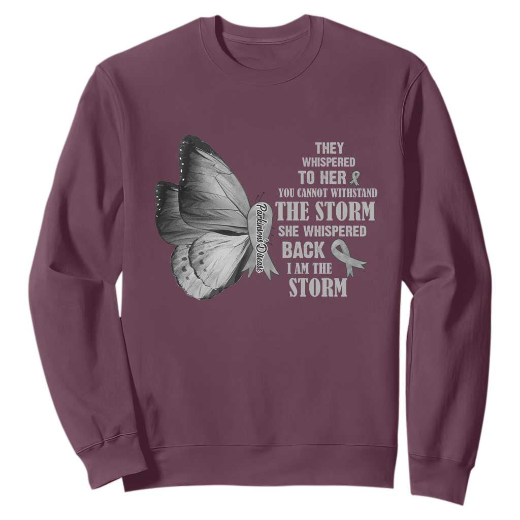 Parkinson's Support Squad Sweatshirt She Whispered Back I Am The Storm