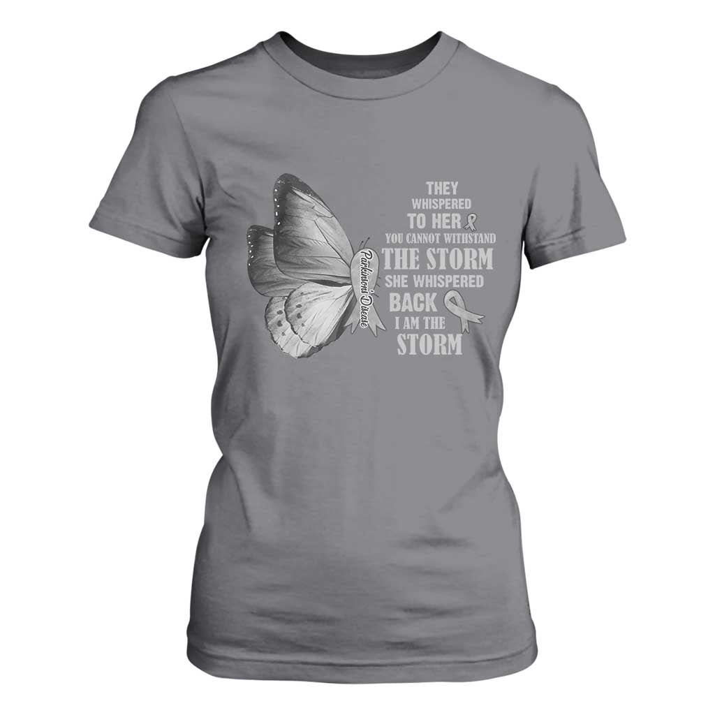 Parkinson's Support Squad T Shirt For Women She Whispered Back I Am The Storm