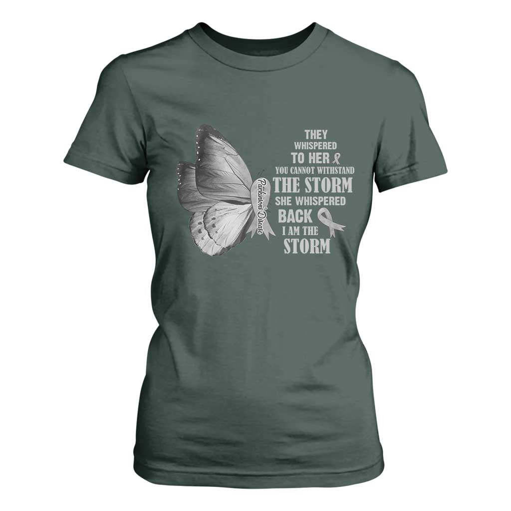 Parkinson's Support Squad T Shirt For Women She Whispered Back I Am The Storm
