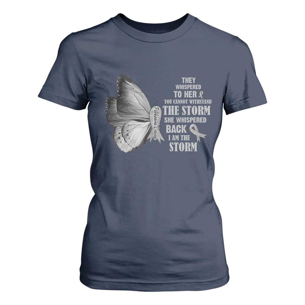 Parkinson's Support Squad T Shirt For Women She Whispered Back I Am The Storm