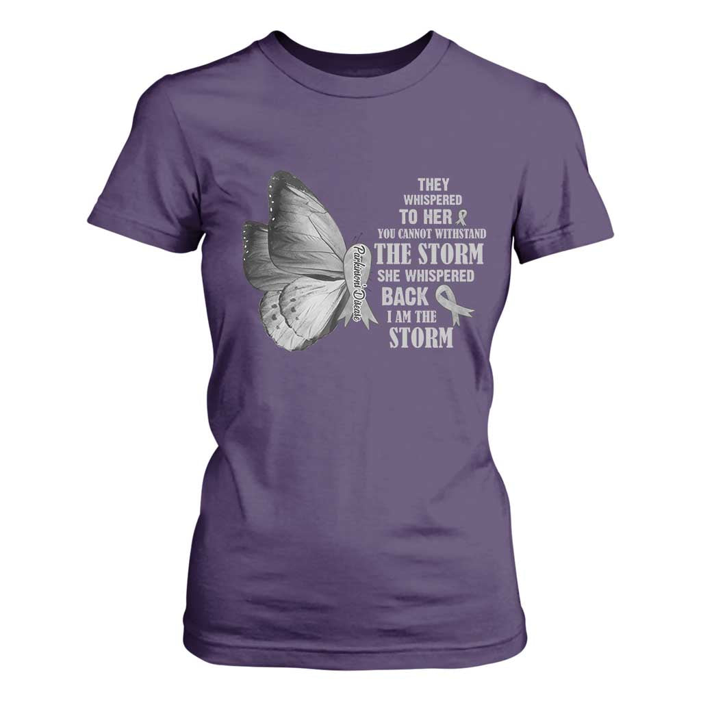Parkinson's Support Squad T Shirt For Women She Whispered Back I Am The Storm