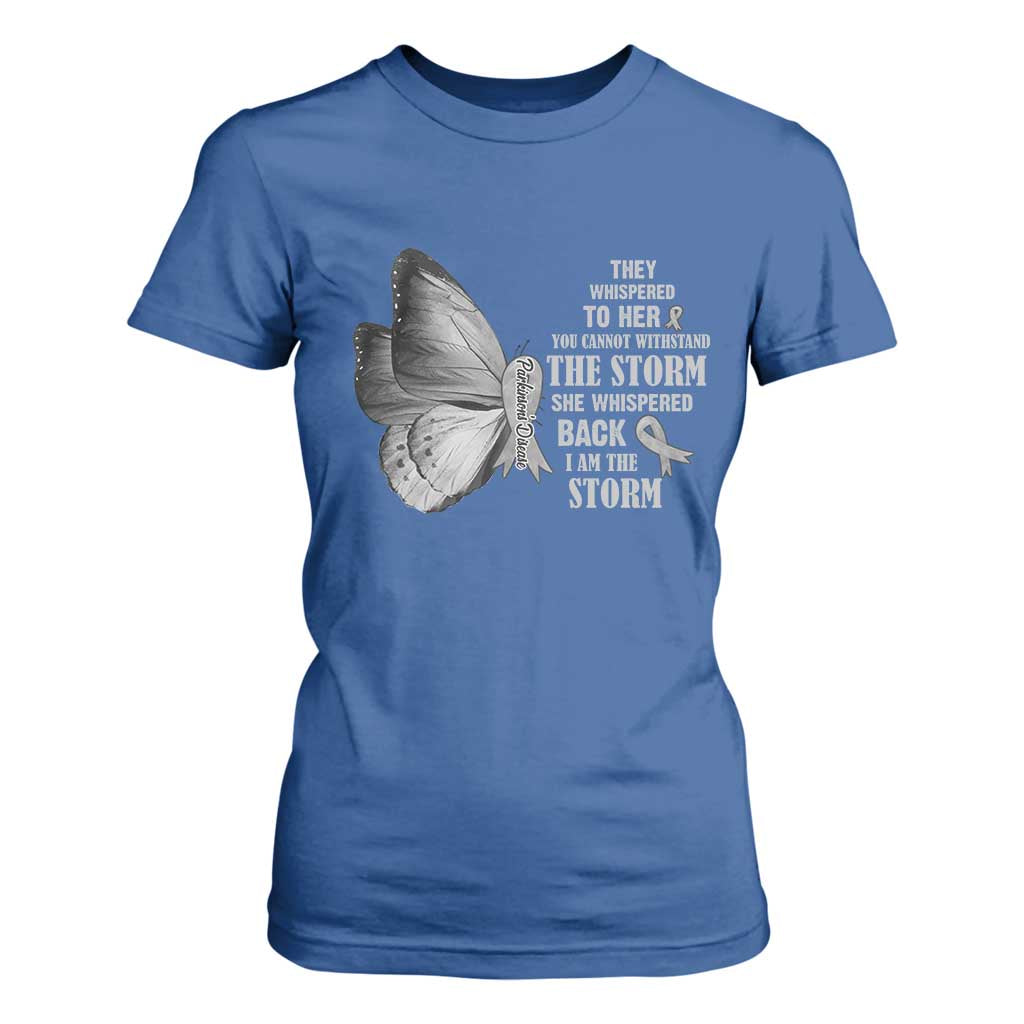 Parkinson's Support Squad T Shirt For Women She Whispered Back I Am The Storm