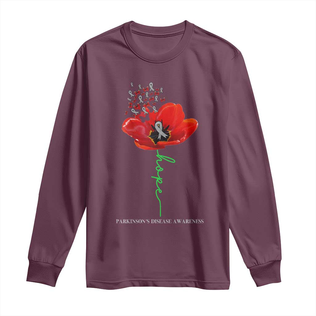 Parkinson's Support Long Sleeve Shirt Faith Hope Tulips Parkinsons Warrior