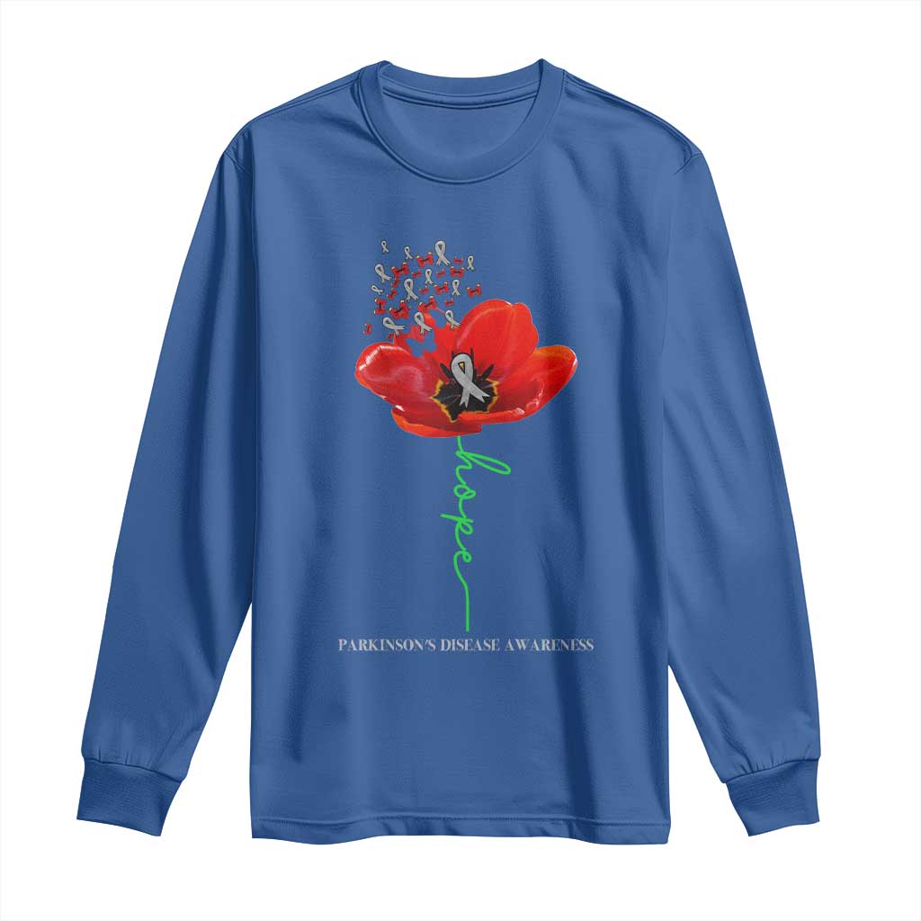 Parkinson's Support Long Sleeve Shirt Faith Hope Tulips Parkinsons Warrior