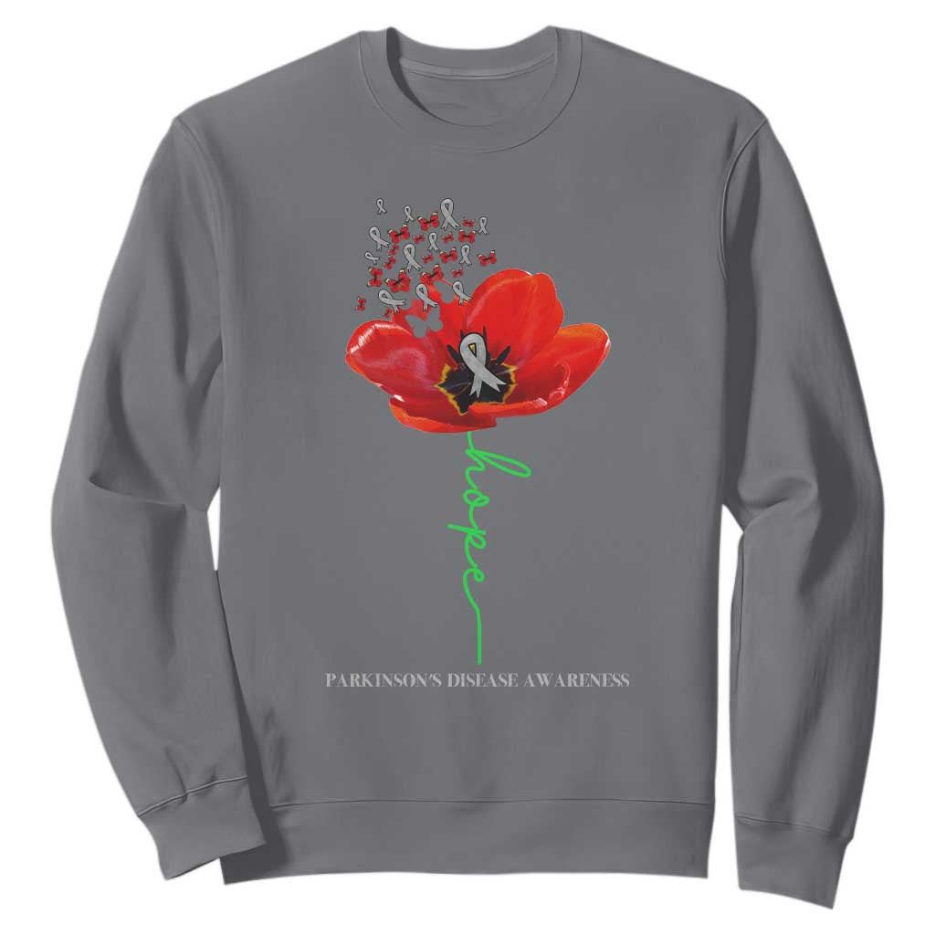 Parkinson's Support Sweatshirt Faith Hope Tulips Parkinsons Warrior