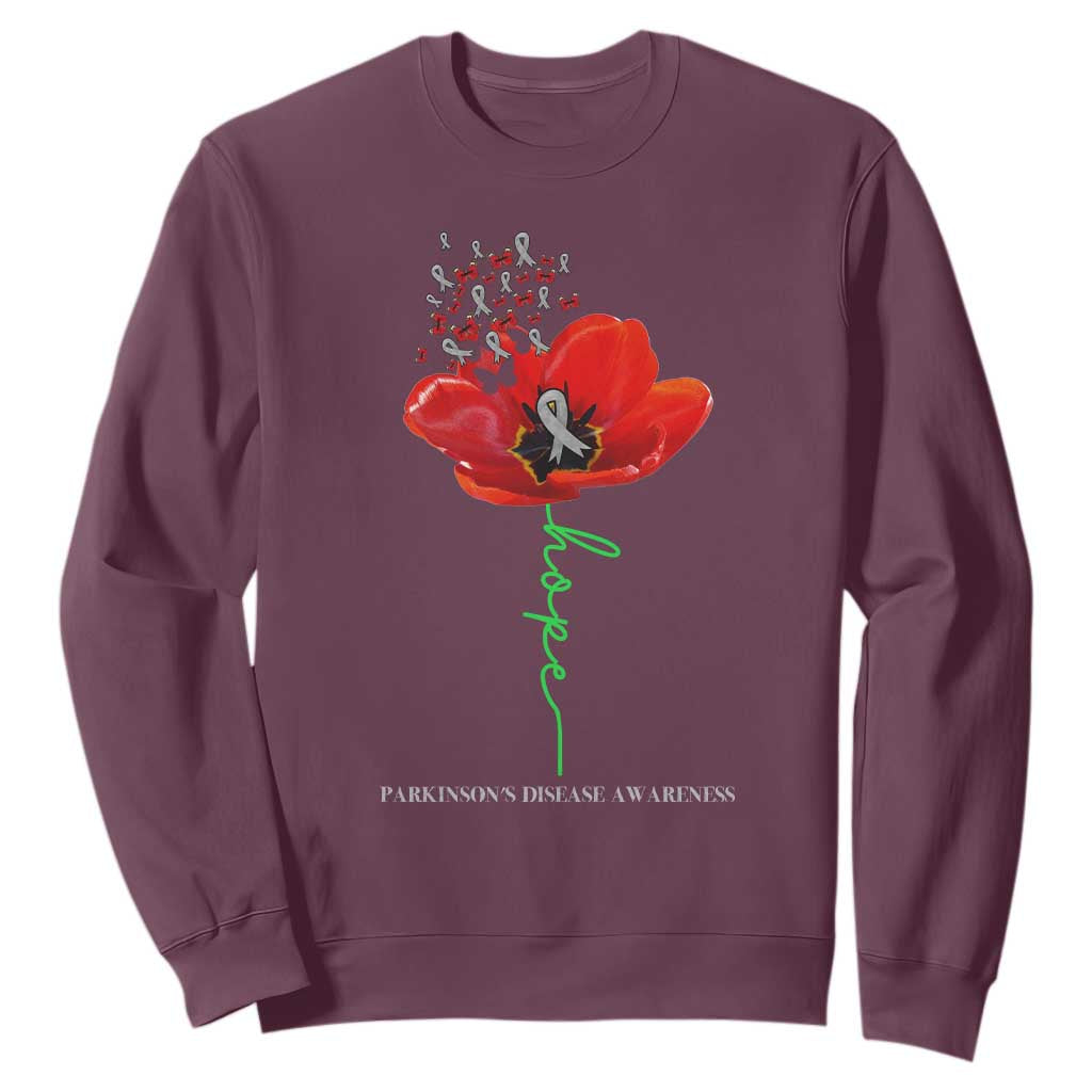 Parkinson's Support Sweatshirt Faith Hope Tulips Parkinsons Warrior