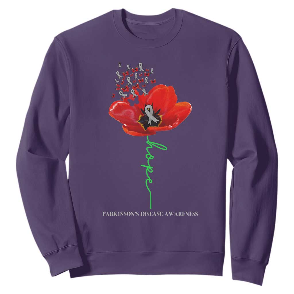 Parkinson's Support Sweatshirt Faith Hope Tulips Parkinsons Warrior