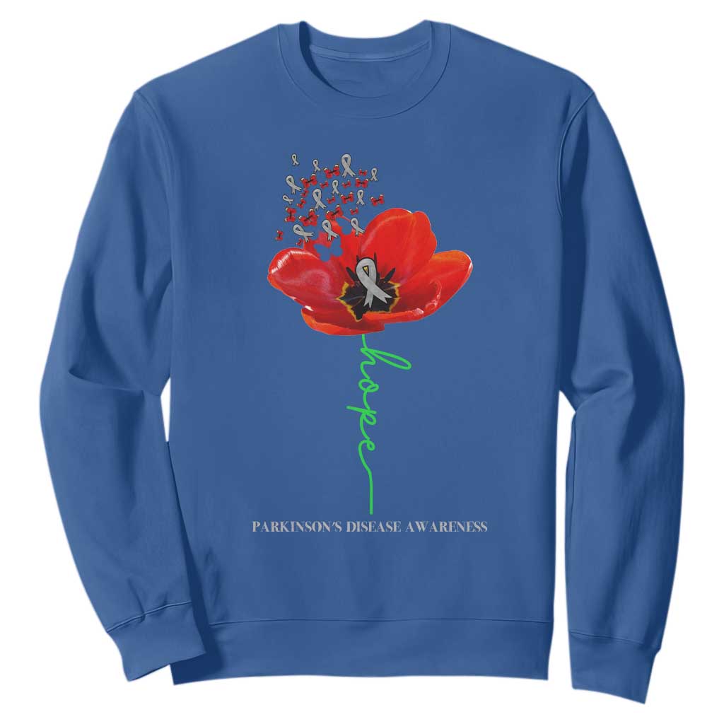 Parkinson's Support Sweatshirt Faith Hope Tulips Parkinsons Warrior