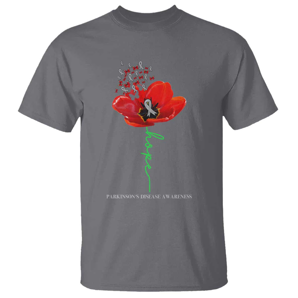 Parkinson's Support T Shirt Faith Hope Tulips Parkinsons Warrior