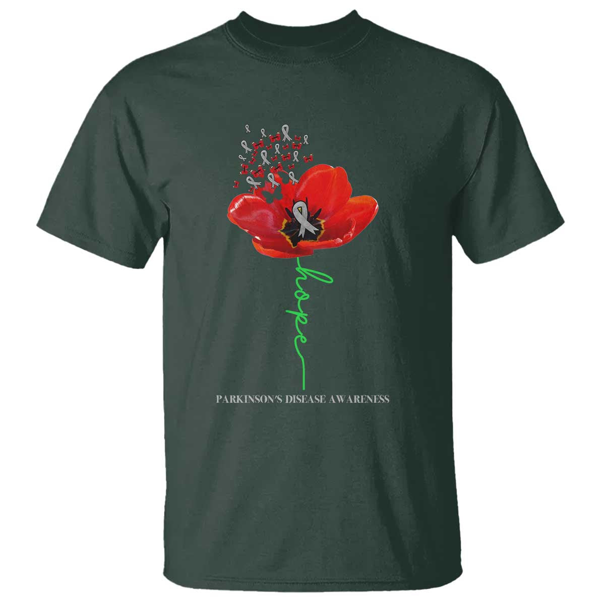 Parkinson's Support T Shirt Faith Hope Tulips Parkinsons Warrior