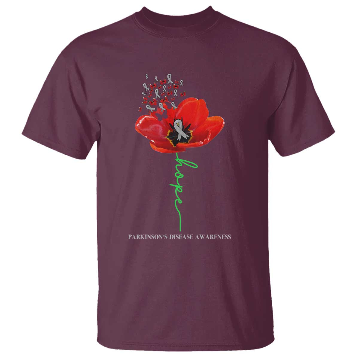 Parkinson's Support T Shirt Faith Hope Tulips Parkinsons Warrior