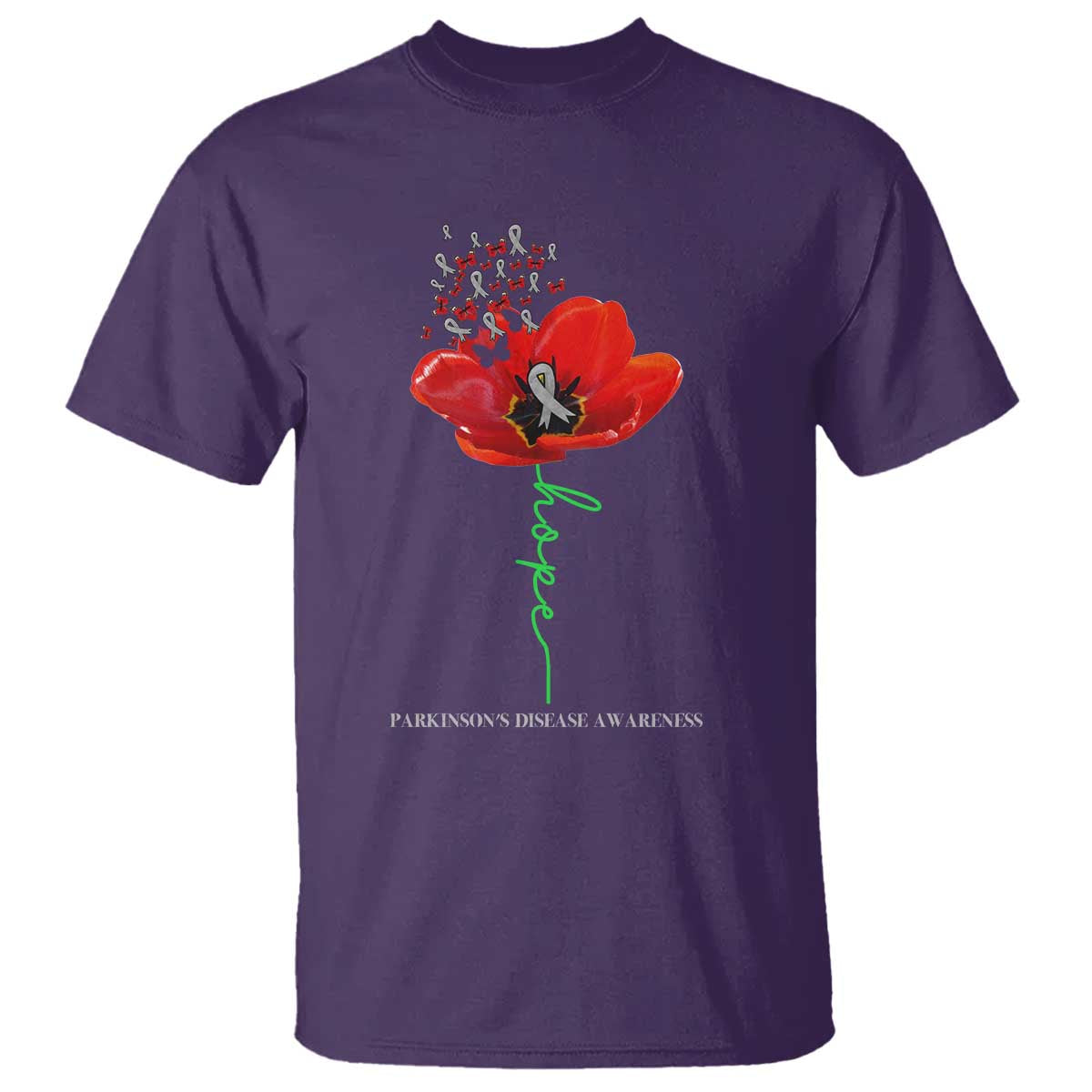 Parkinson's Support T Shirt Faith Hope Tulips Parkinsons Warrior