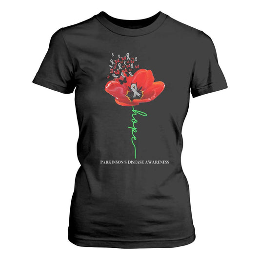 Parkinson's Support T Shirt For Women Faith Hope Tulips Parkinsons Warrior