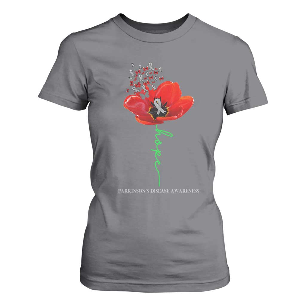 Parkinson's Support T Shirt For Women Faith Hope Tulips Parkinsons Warrior
