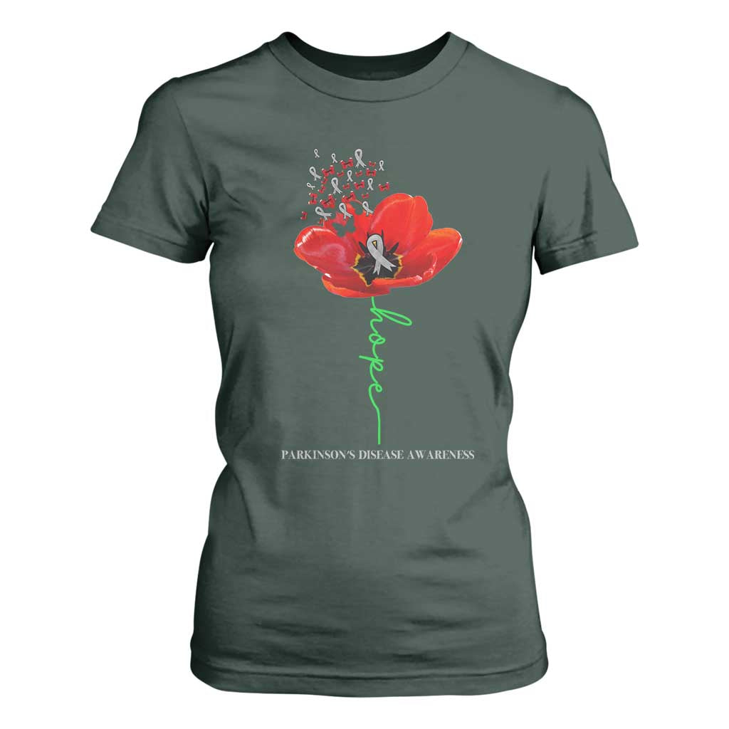 Parkinson's Support T Shirt For Women Faith Hope Tulips Parkinsons Warrior