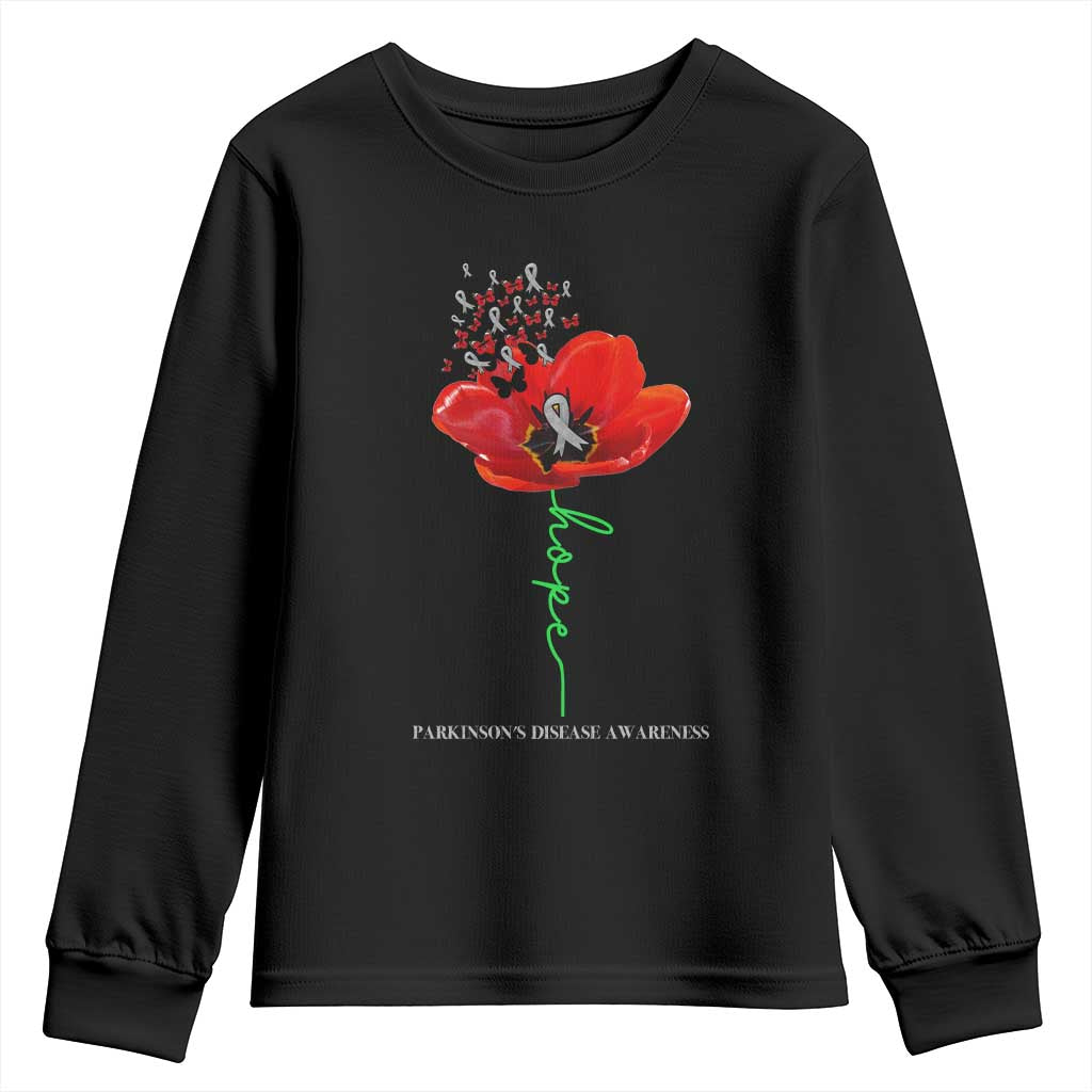 Parkinson's Support Youth Sweatshirt Faith Hope Tulips Parkinsons Warrior