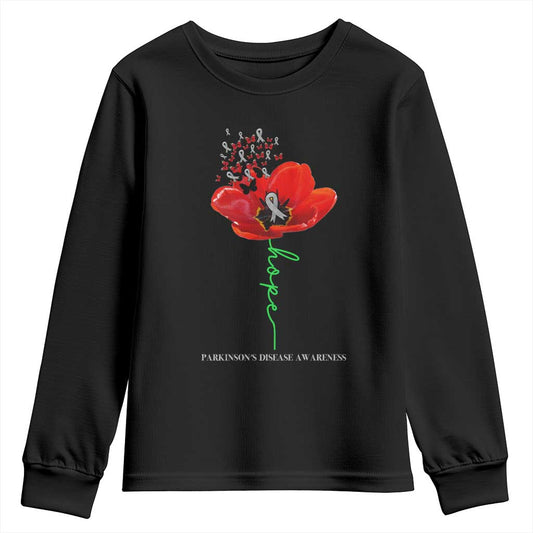 Parkinson's Support Youth Sweatshirt Faith Hope Tulips Parkinsons Warrior