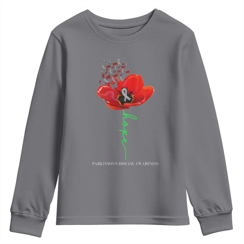 Parkinson's Support Youth Sweatshirt Faith Hope Tulips Parkinsons Warrior