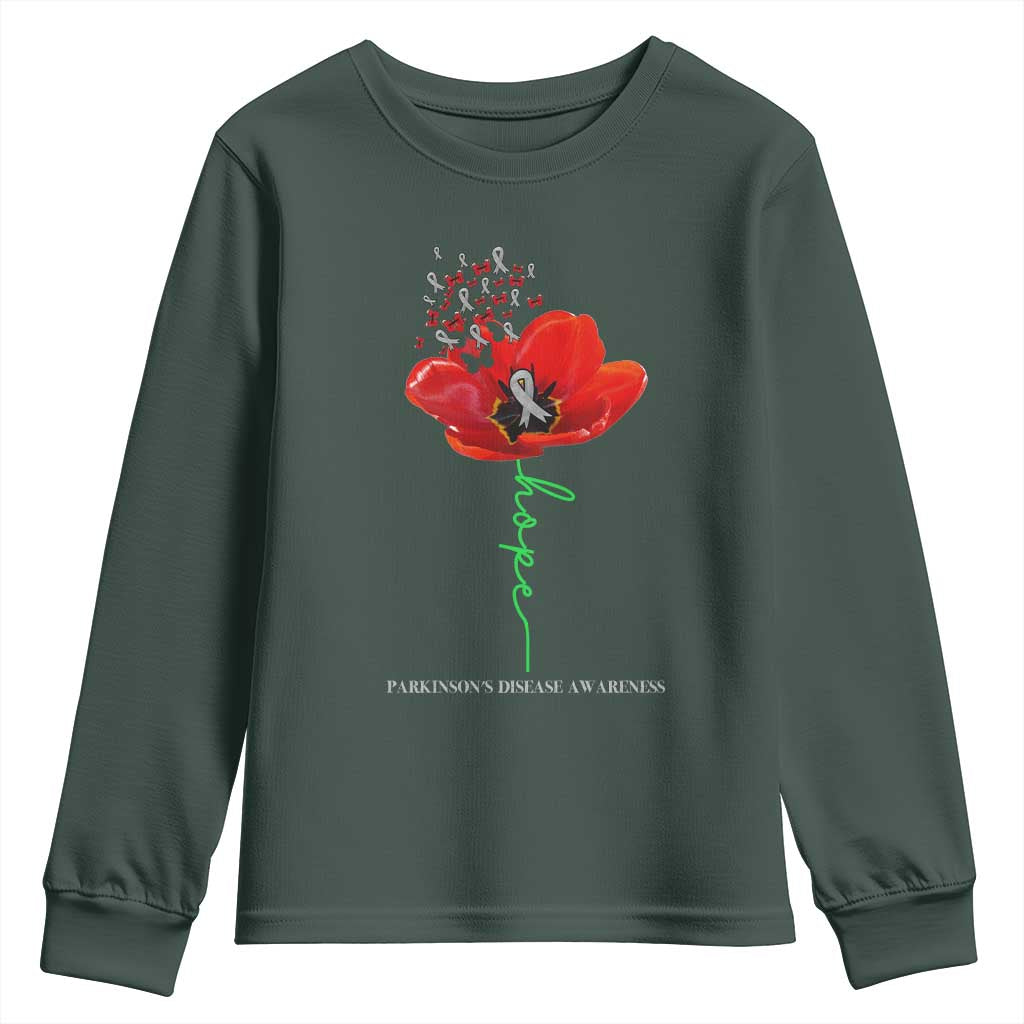 Parkinson's Support Youth Sweatshirt Faith Hope Tulips Parkinsons Warrior