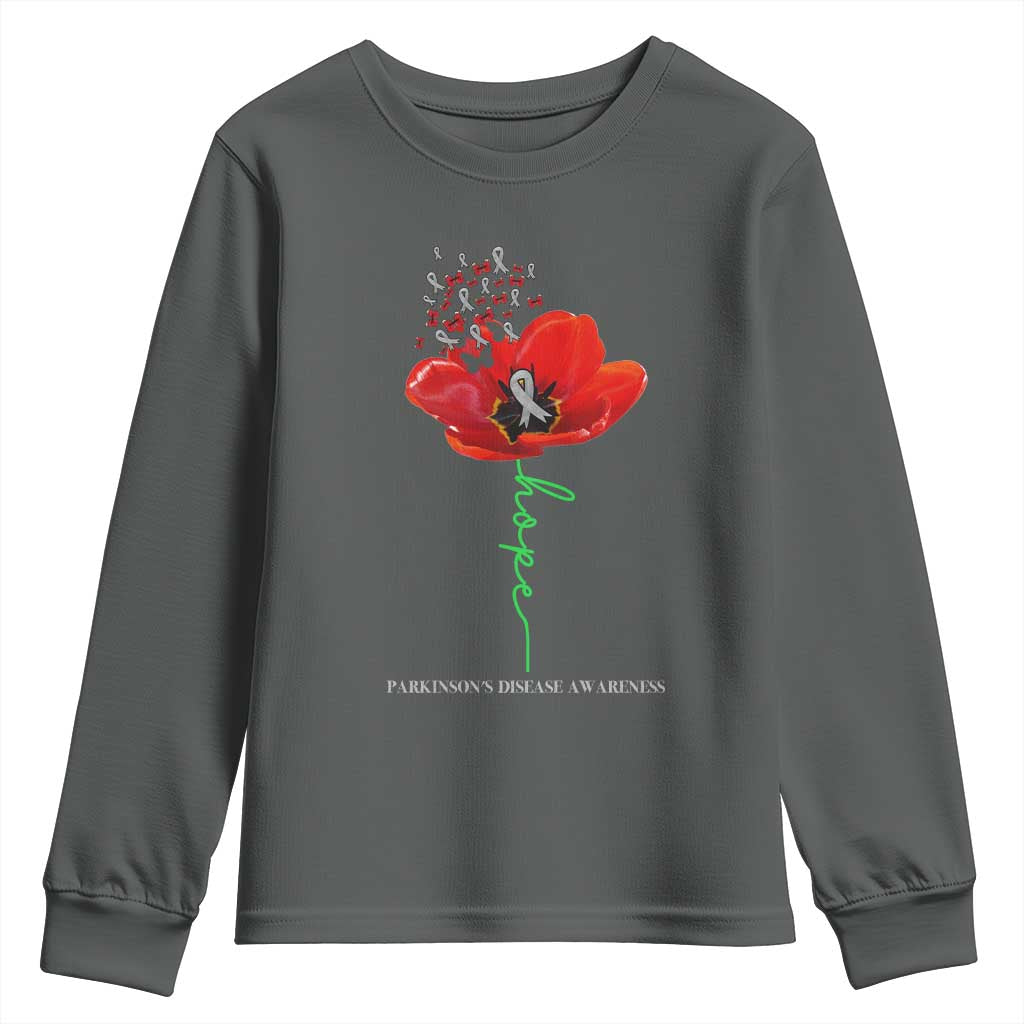 Parkinson's Support Youth Sweatshirt Faith Hope Tulips Parkinsons Warrior