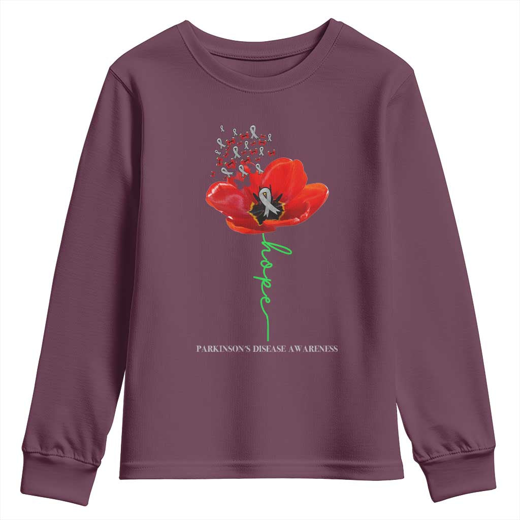 Parkinson's Support Youth Sweatshirt Faith Hope Tulips Parkinsons Warrior